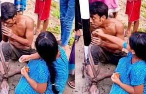 খুঁটিতে বাঁধা বাবার মুখে মেয়ের চা-রুটি: নির্মমতার মাঝে ভালোবাসার জয়